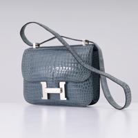 Hermes CONSTANCE 24 Blue Alligator Handbag - Sold for $10,240 on 05-17-2026 (Lot 606).jpg